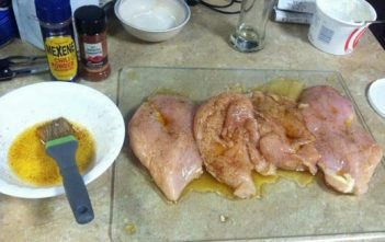 Chicken in an Air Fryer basket