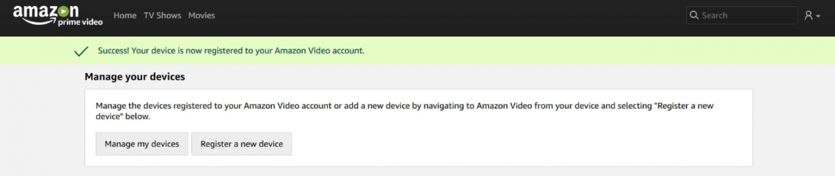 Amazon Com Mytv Enter Code For TV Registration May 2024   Amazon Mytv Registeration Successful 1200x253 