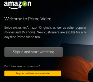 Sign in or register Amazon Prime Video
