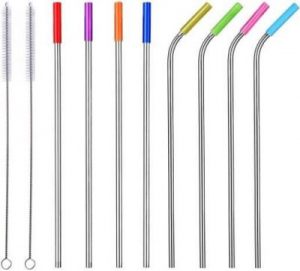 Pack of 8 reusable stainless-steel straws