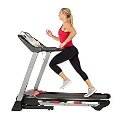Sunny Health & Fitness Folding Treadmill with Device Holder