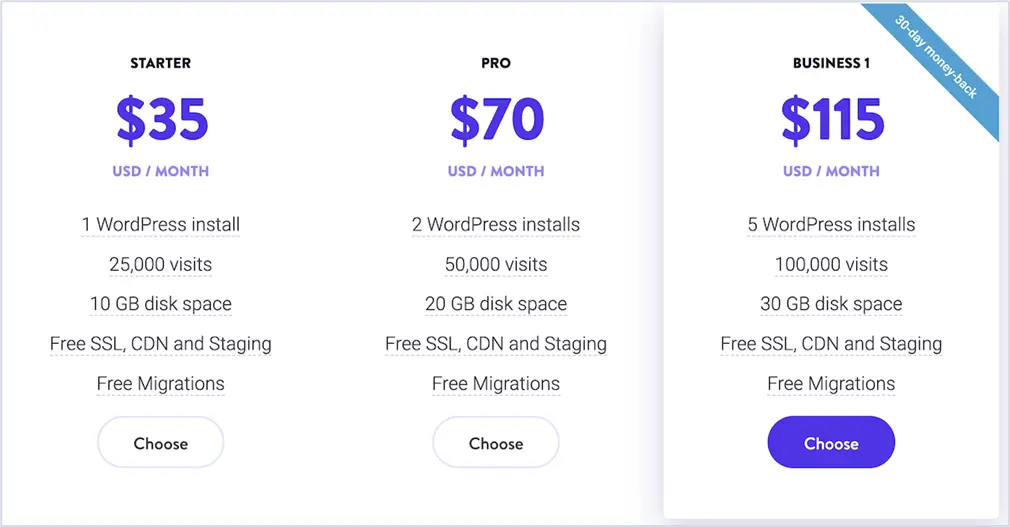 Kinsta Pricing Plans